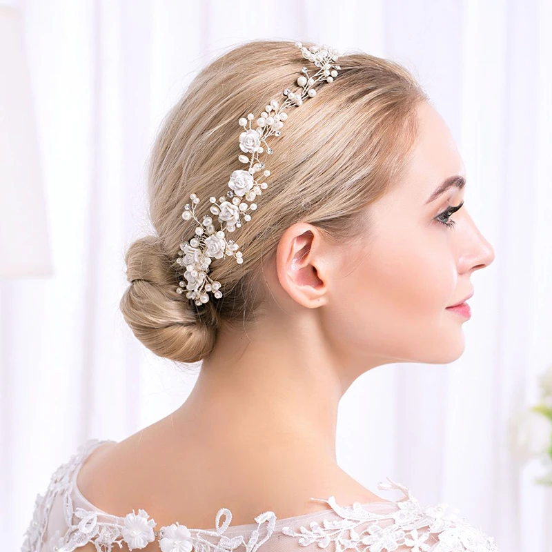 Гребень для волос с белыми цветами свадебные аксессуары невесты ювелирные