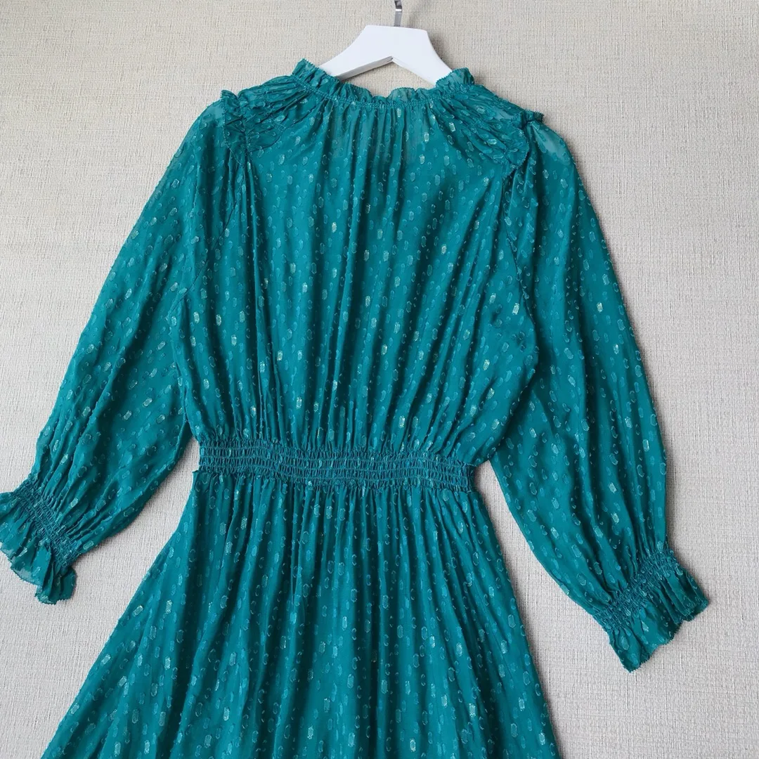 

Custom-woven Pure Silk Mulberry Silk Cut Flower Craft Edge Dress Mid-length Dress