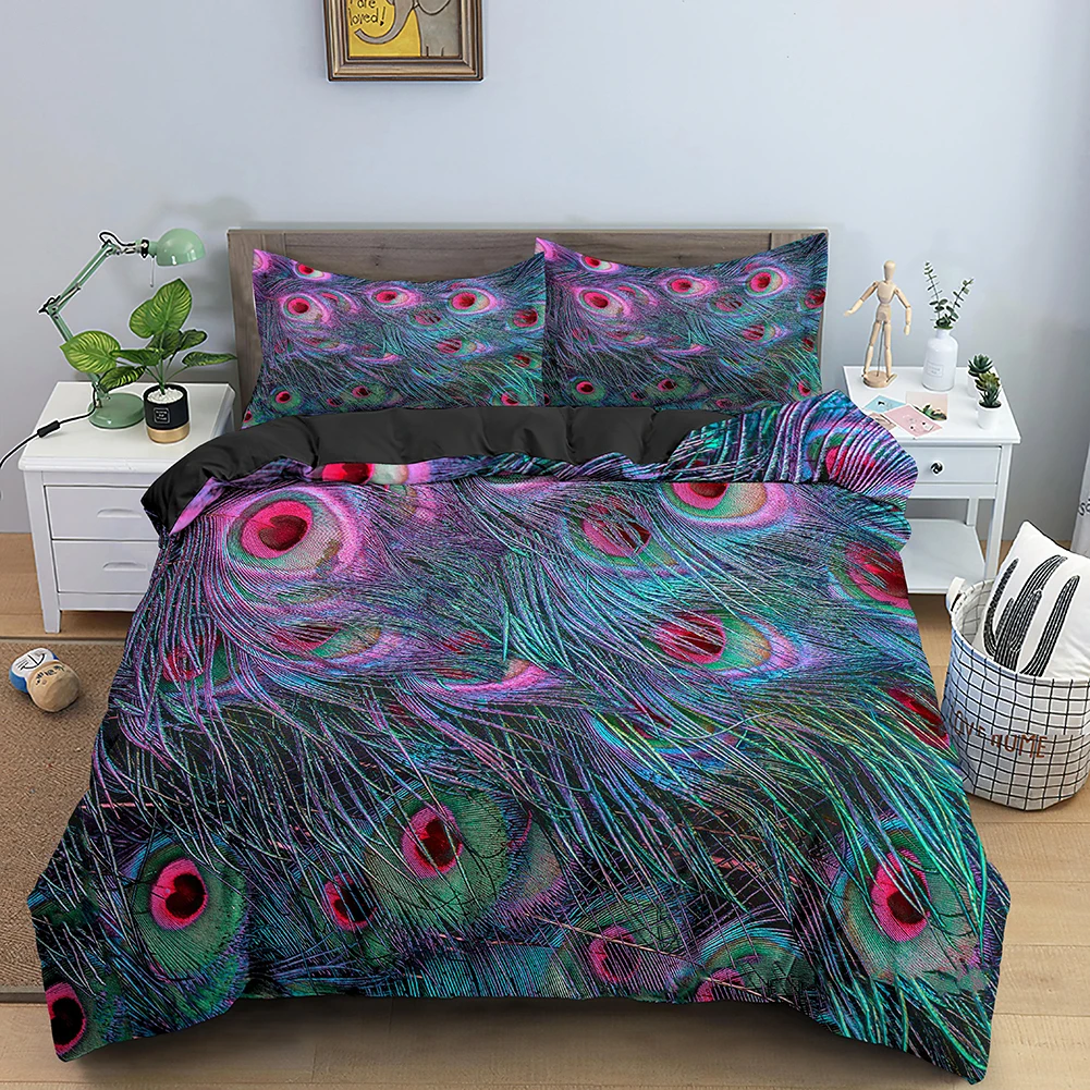 

Bohemian Peacock Feather Bedding Duvet Cover Single/Twin/Queen/King Bedclothes Quilt Comforters Bedding Sets