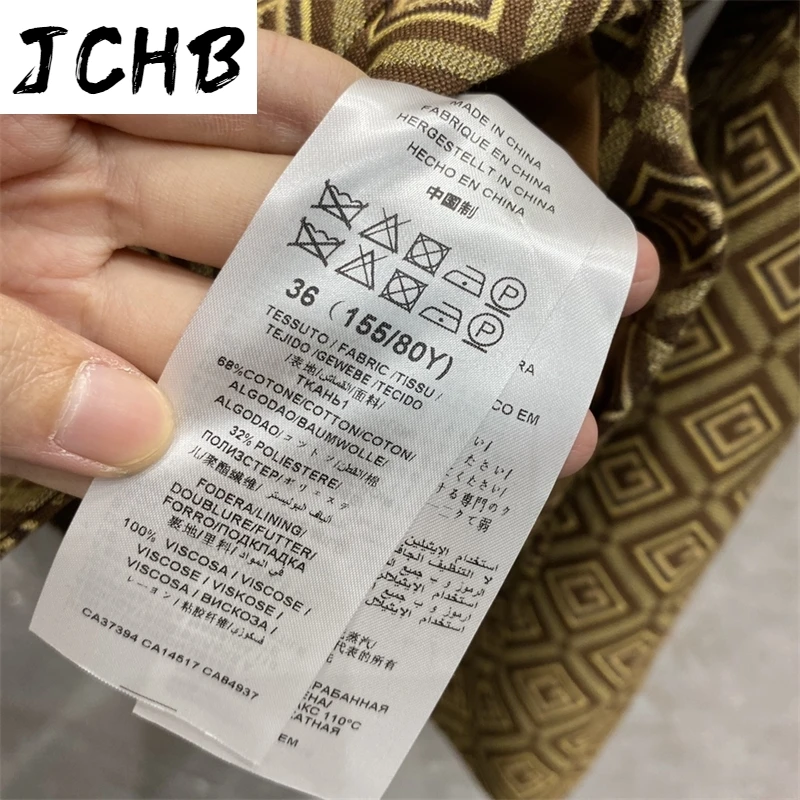 

Luxury Blazers Woman 2021 Early Spring Jacquard Blended V-neck High Street Double-breasted Long Sleeve Big Pocket Blazer