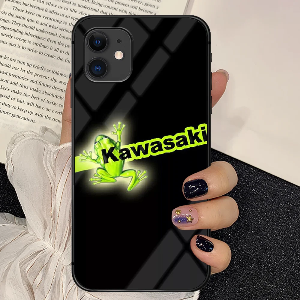 

Moto Kawasaki Ninja Phone Tempered Glass Case Cover For IPhone 6 6S 7 8 11 12 X Xr Xs Se 2020 Pro Max Plus Mini Soft Prime