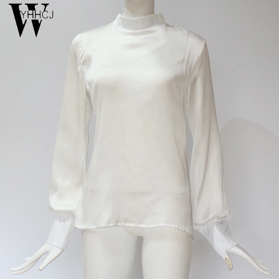 

Women Blouses 2019 Fashion Long Puff Sleeve Blouse Shirt Solid Elegant White Office Lady Shirt Casual Tops Blusas Chemise Femme