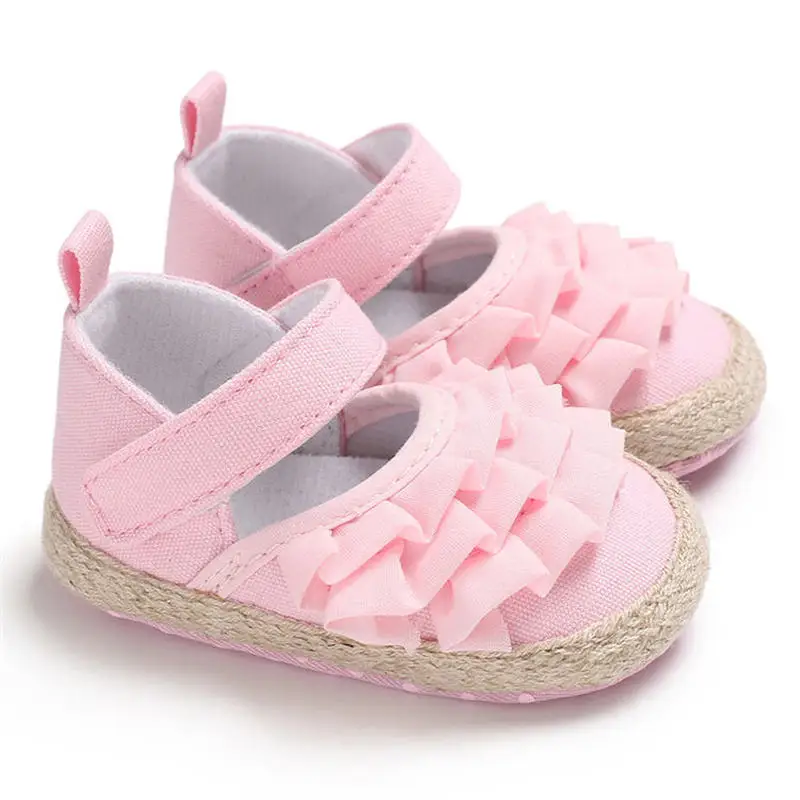 

Newborn Baby Shoes Toddler Soft Hot Sale Cotton Fabric Princess Crib Baby Sandals First Walkers Shoes