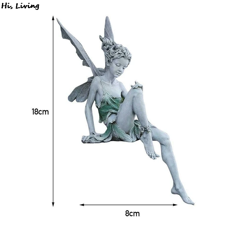 

Tudor And Turek Sitting Fairy Statue Garden Ornament Resin Craft Landscaping Yard Decoration Home Garden Decoration Outdoor