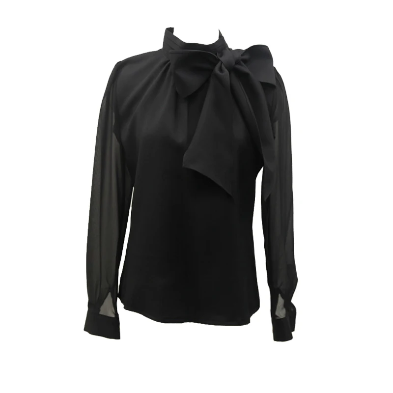 2019 модная новая Свободная шифоновая блузка с бантом женская рубашка длинным