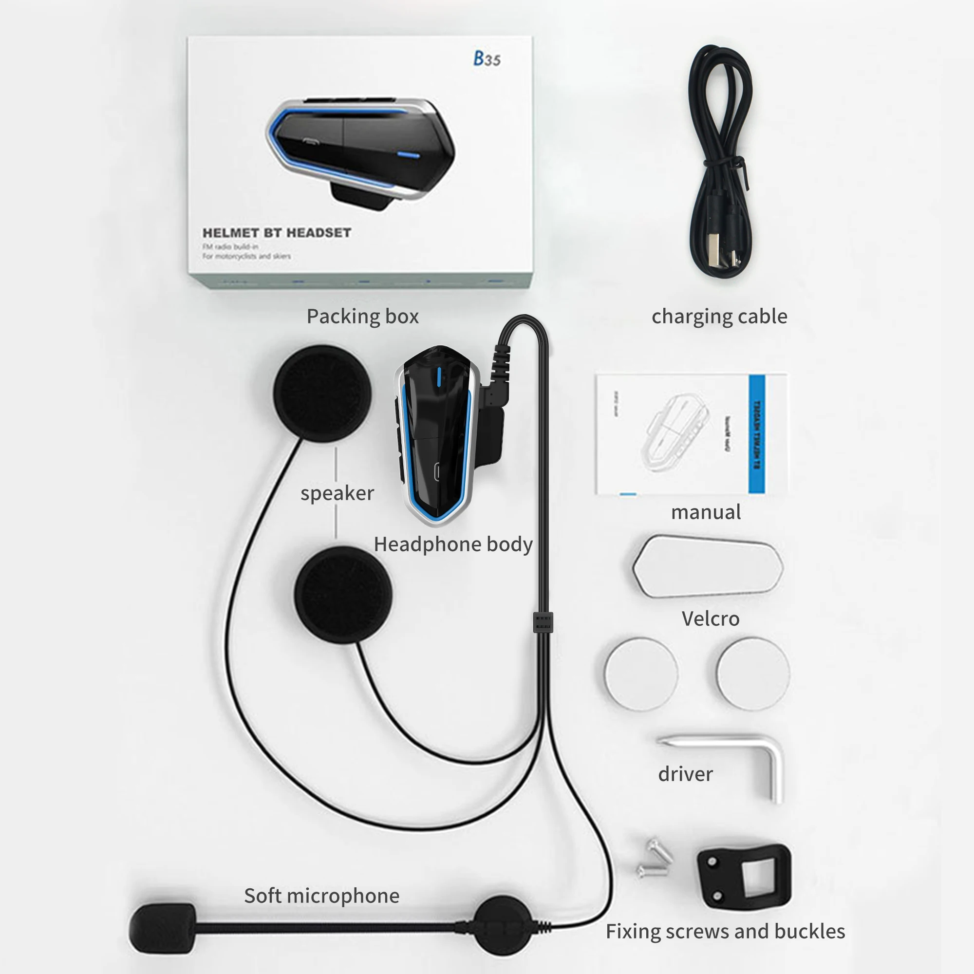 Bluetooth-гарнитура для мотоциклетного шлема 5.0 беспроводные наушники FM-радио с