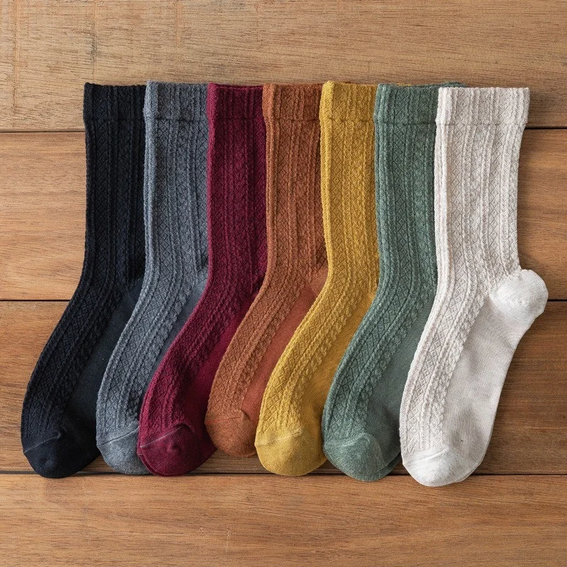 

Striped Socks Men's Knitted Man Sock Dark Flower Soft Cotton Sox Solid Color Classic Autumn Winter European Skarpetki Meskie