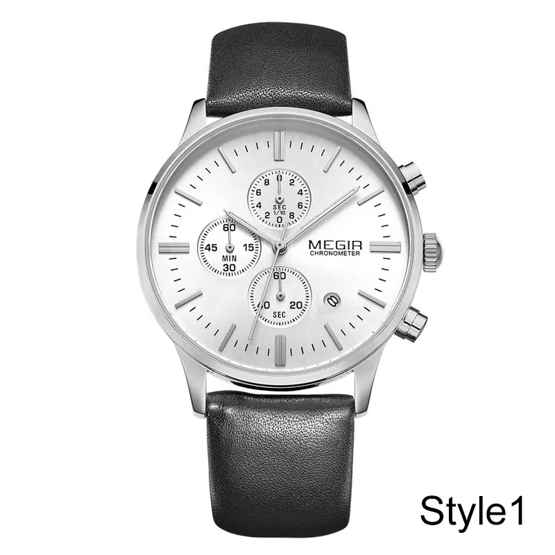 Style1 MEGIR, новинка, модные мужские часы, военные, спортивные, кварцевые часы, кожа, водонепроницаемые, мужские наручные часы, часы для мужчин, Relogio Masculino - Цвет: Style1