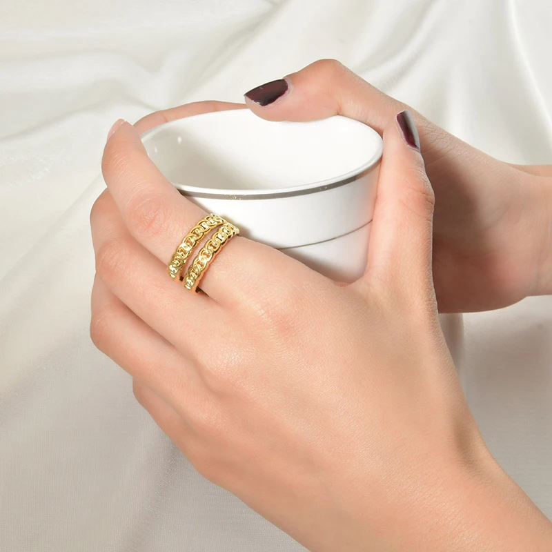 

Sifisrri 2021 Bohemia Stainless Steel Women Rings Golden Geometric Open Ring Jewelry for Girlfriend Birthday Present Accessories