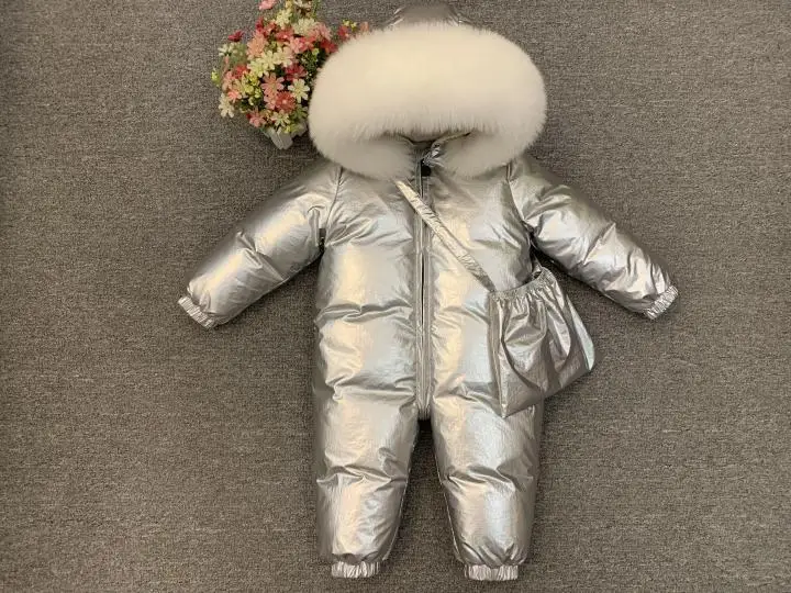 Температуру до-30 градусов, Детский пуховик детская зимняя куртка реального большой меховой воротник для маленьких мальчиков для девочек Комбинезон, теплое платье из плотной ткани, зимний комбинезон Z693