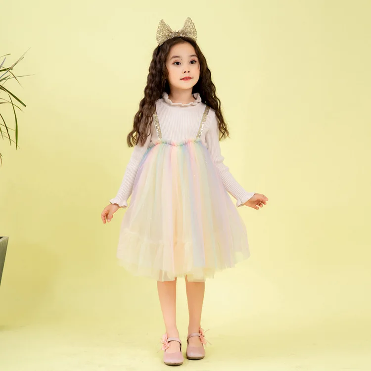 2019 Новое вязаное платье для девочек элегантные милые вечерние платья-пачки на