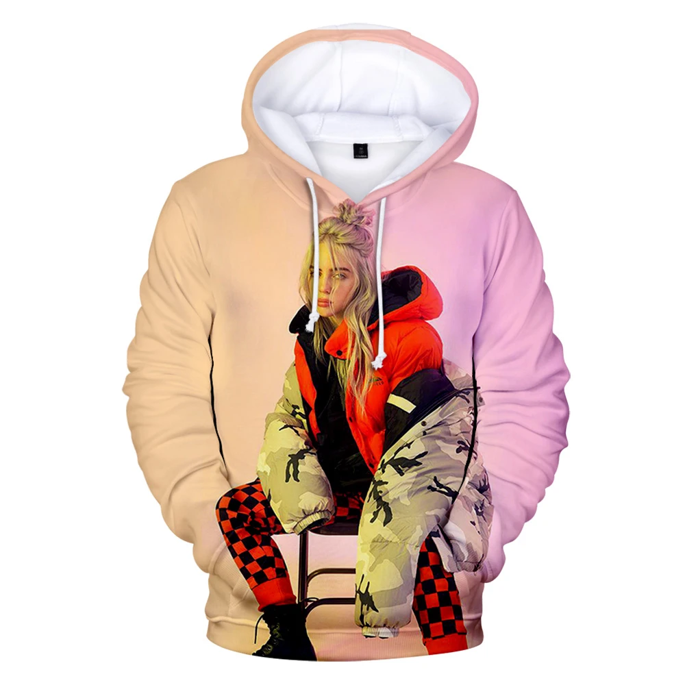 Новые модные толстовки с капюшоном Billie Eilish 3D, популярные мужские и женские пуловеры для мальчиков и девочек, повседневные толстовки Harajuku на осень и зиму