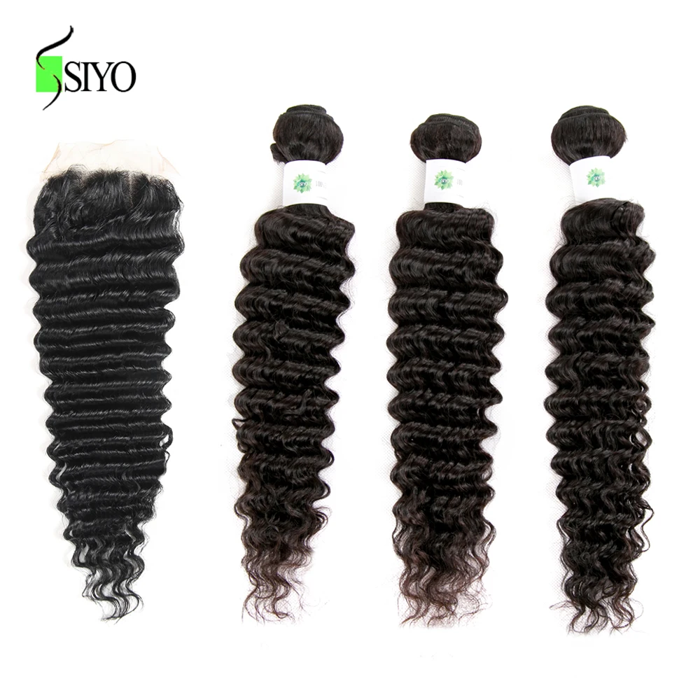 Siyo волосы малазийские волнистые человеческие пряди с закрытием свободная часть 3