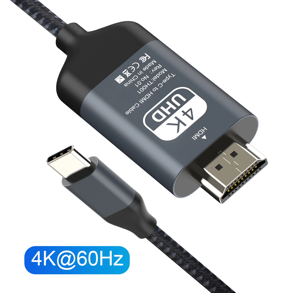 

Кабель USB C на HDMI, кабель 4k Type C на HDMI, 4K, 60 Гц, Type C, HDMI, Thunderbolt 3 для Samsung, Huawei Mate 40, 30, MacBook, USB Type C на HDMI