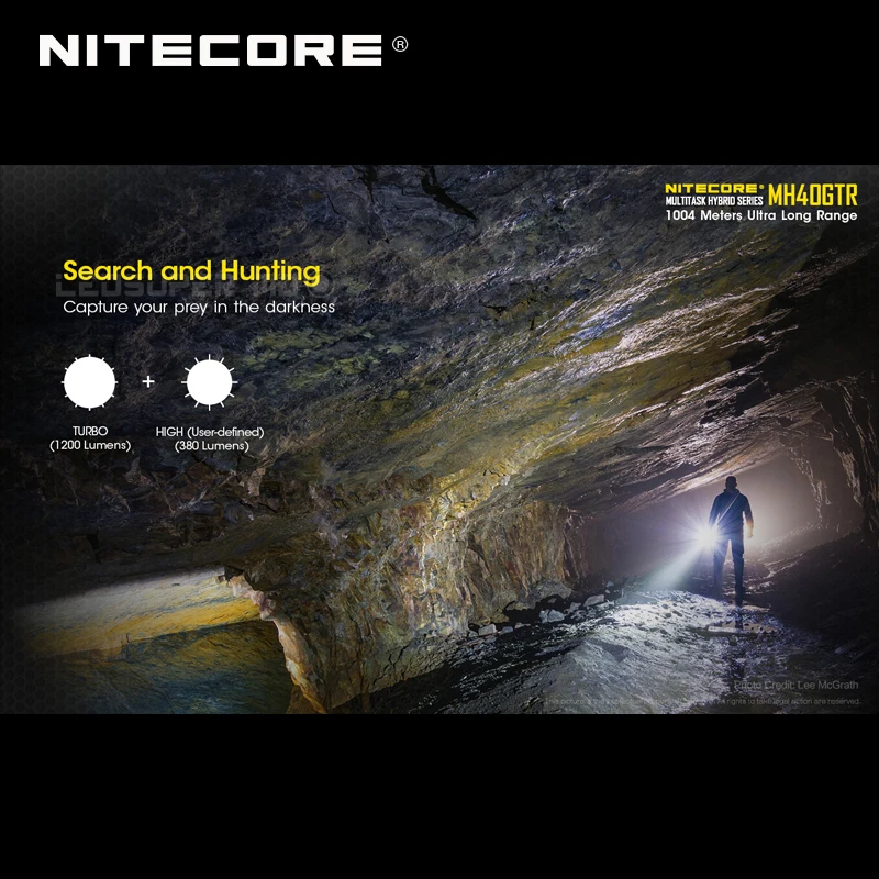 Pаспродажа Ультра длинный диапазон 1004 метров Nitecore MH40GTR CREE XP-L HI V3 светодиодный 1200 люмен двухтопливный Охота фонарик с 2 батареи
