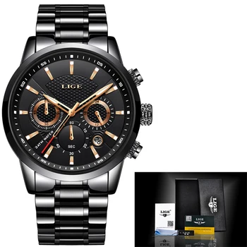 LIGE Mens Watches Top Luxury Brand Business Quartz Watch Men Military Sports Waterproof Dress Wristwatch Black Relogio Masculino Other Image