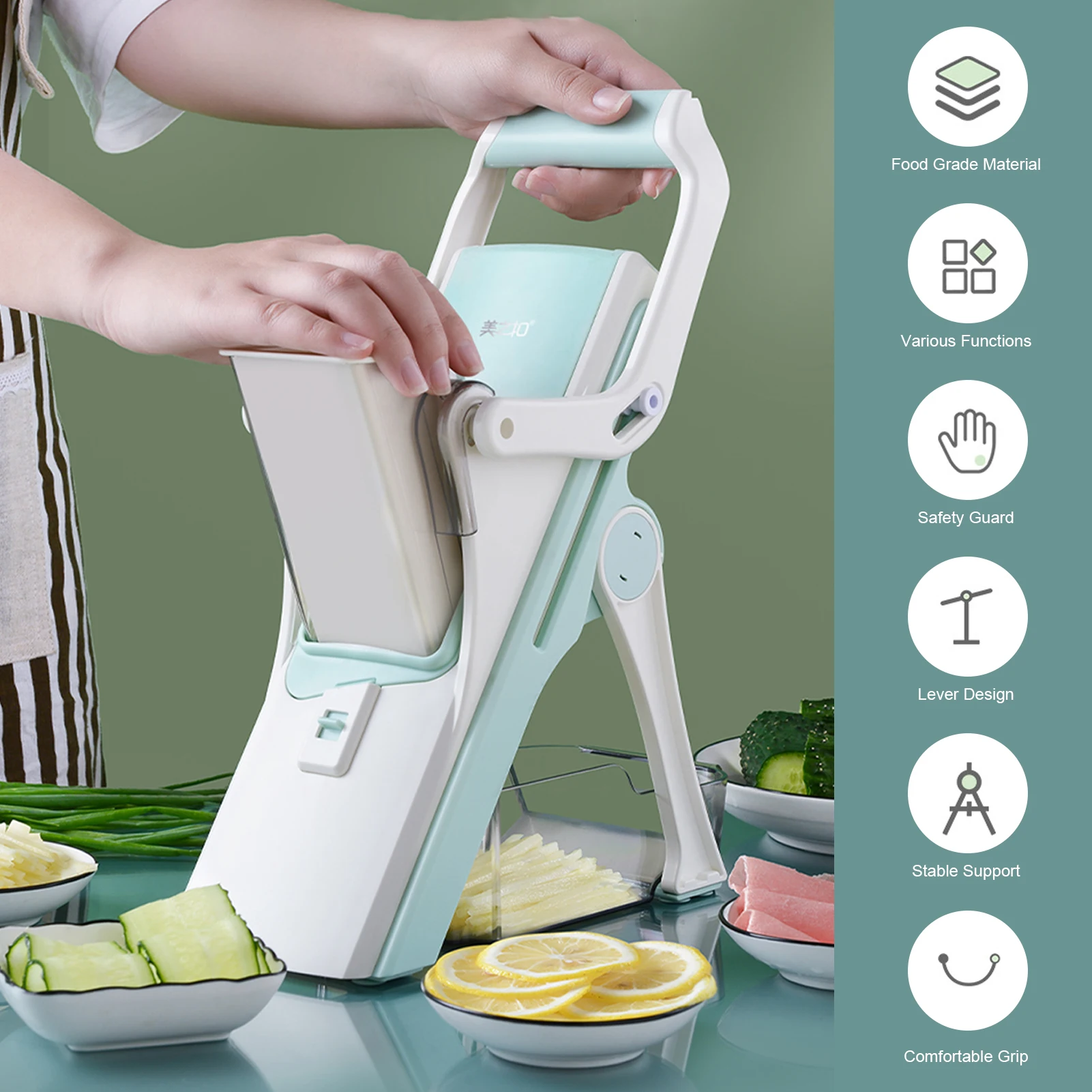 

Multifunctional Vegetables Meat Slicer Grater Shredder With Big Capacity Manuomotive Mini Size Portable Detachable Washable