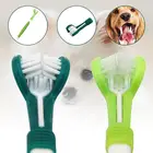 Трехсторонняя зубная щетка для домашних животных с несколькими углами, пластиковая зубная щетка для собак с сложением плохого дыхания, для чистки кошек, зубной уход с 3 головками