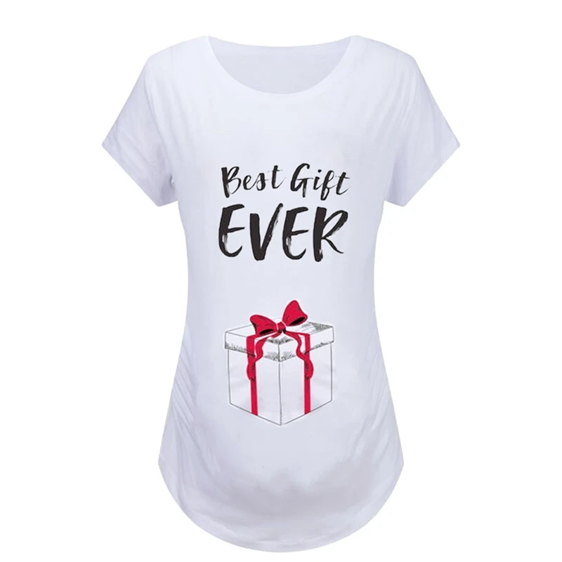 Блузка для беременных рождественские топы Одежда женщин снеговик с буквенным