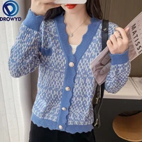 2021 autumn and winter new korean version of loose cardigan women long sleeved v neck sweater coat women single breasted jacket