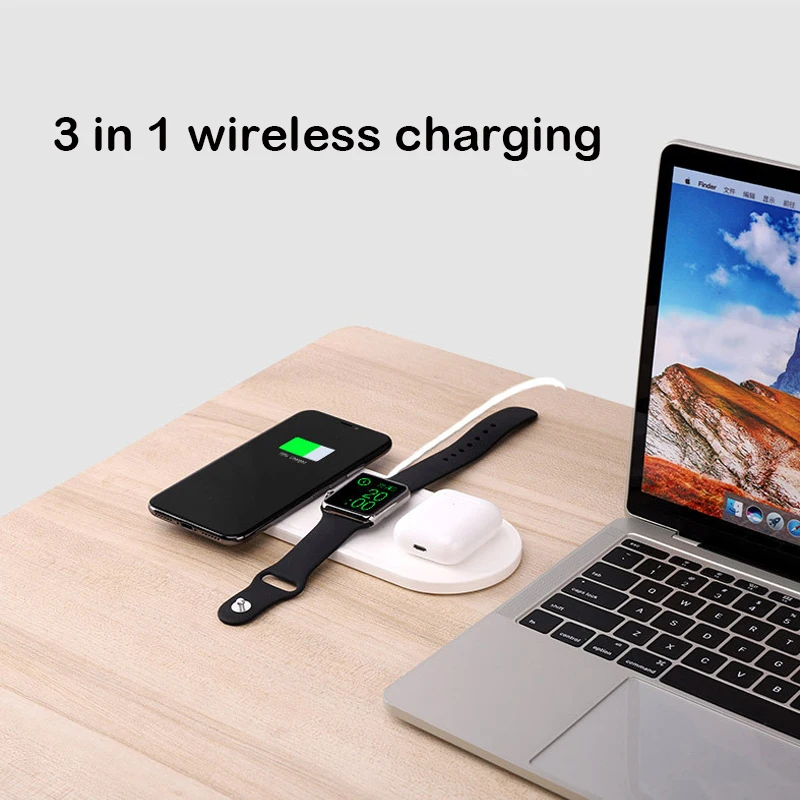 3 в 1 Qi Беспроводное зарядное устройство для Airpods Apple Watch 4 2 iWatch 3в1 быстрая