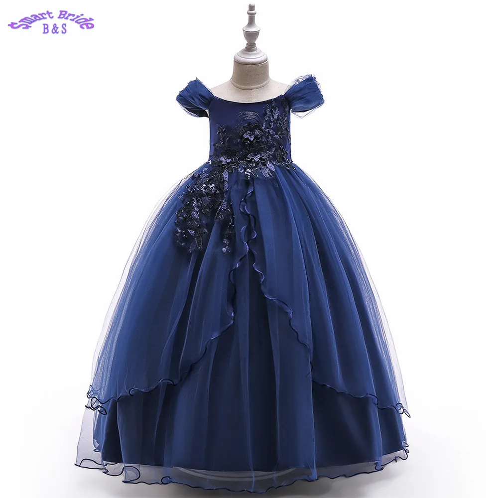 Длинное Цветочное платье для девочек новинка 2019 кружевное Тюлевое с бусинами и