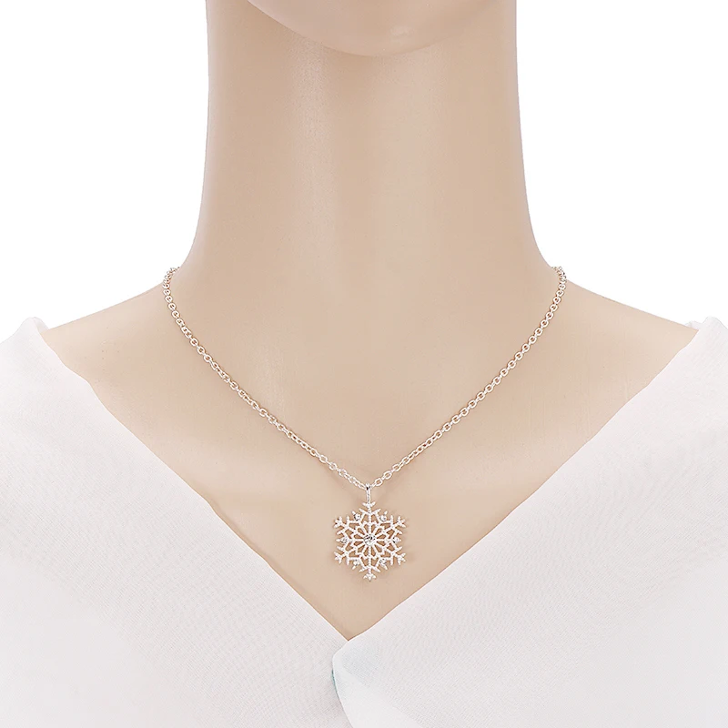 Леди природные ожерелья cо снежинками с украшением в виде кристаллов со снежным