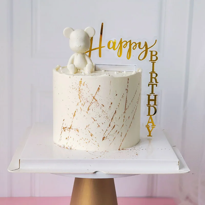 1 шт. розовое золото акрил Топпер для торта С Днем Рождения вертикальный