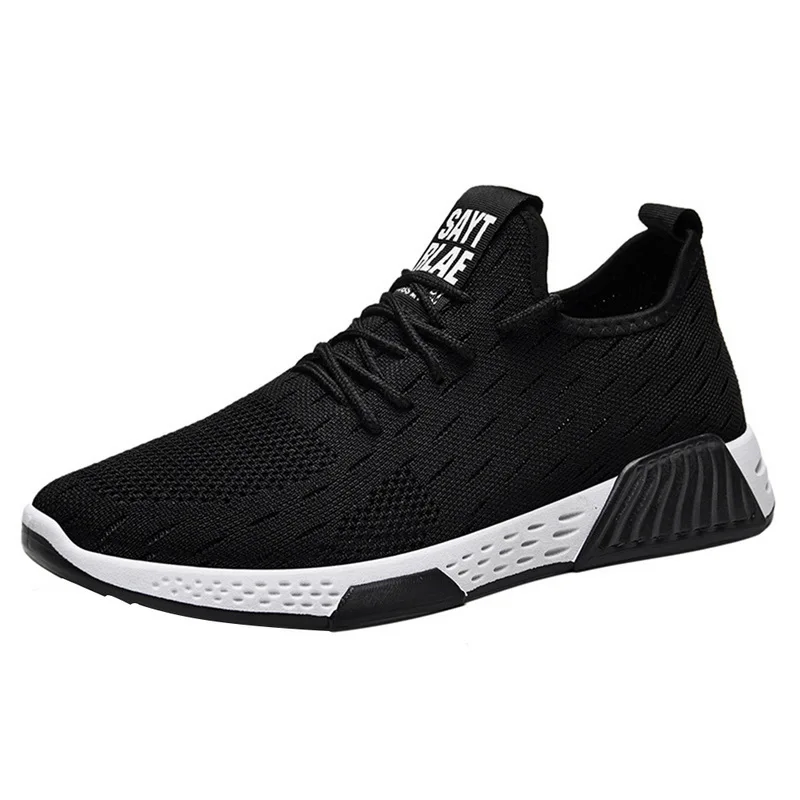 Male Tennis Shoes Lace Up Mixed Color Men Sneakers Breathable Confort Stretch Febric Mesh Shallow Flats Sports Shoes