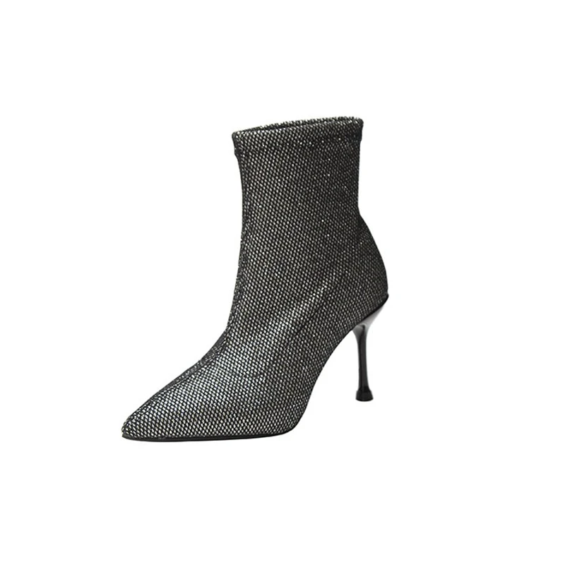 Каблук-шпилька Короткие сапоги для женщин 21 новые зимние вельветовые