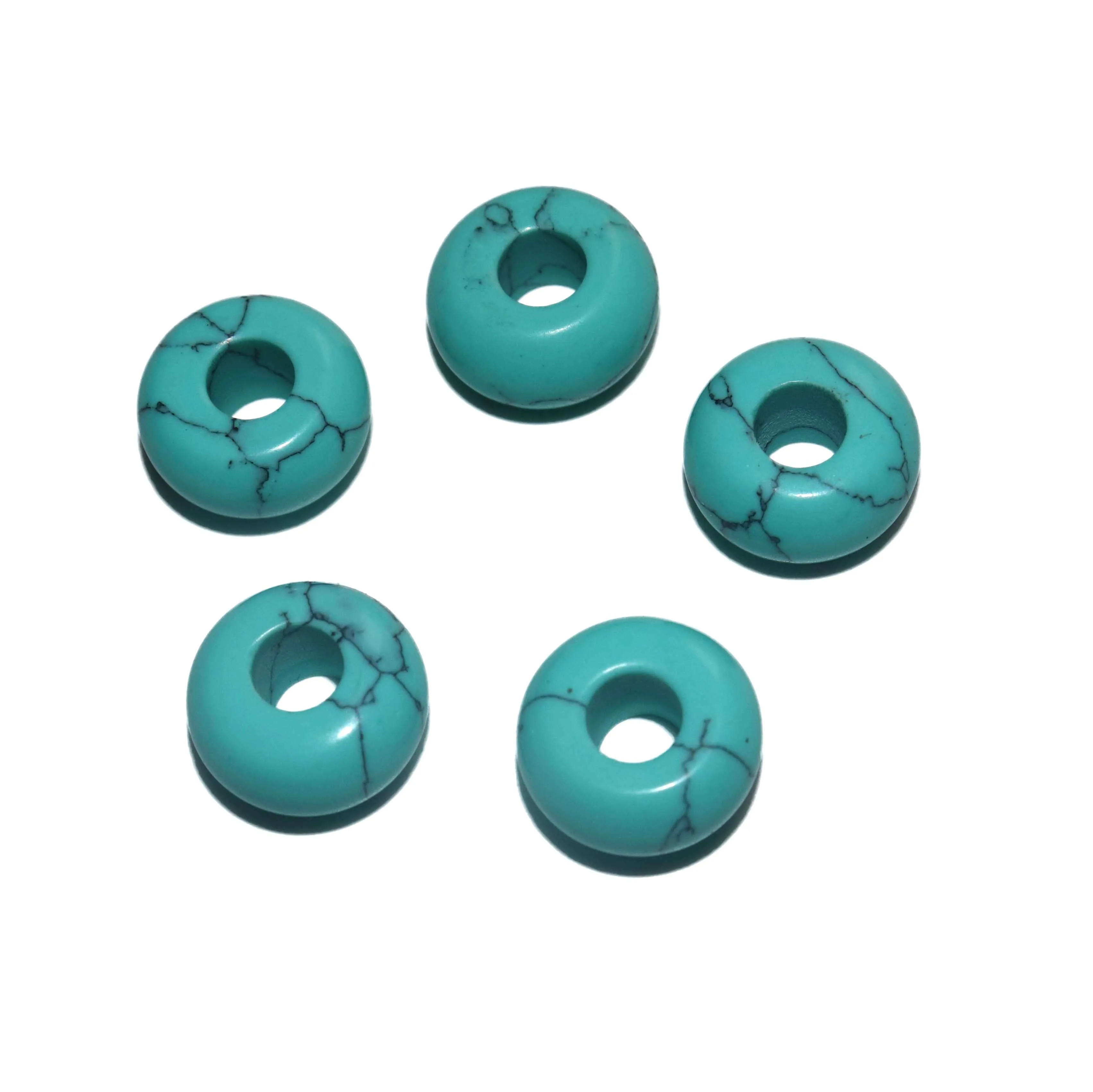

Wholesale 10pcs/ lot 14mm Natural Gemstones Agates Jades Turquoises Big Hole Beads For Jewelry Making DIY Bracelet Necklace
