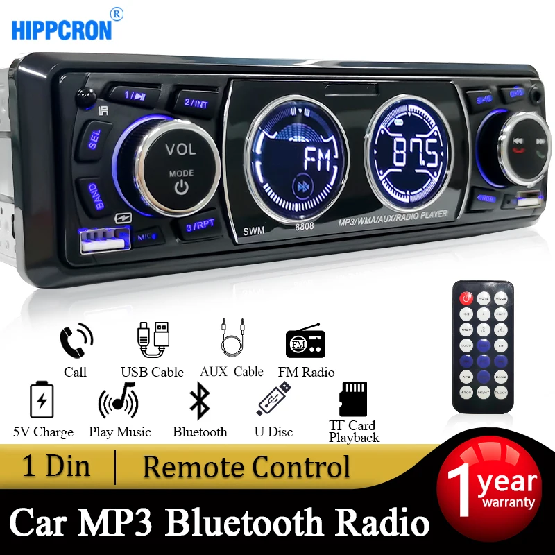 Автомагнитола Hippcron стерео-система с поддержкой Bluetooth mp3-плеером FM-приемником