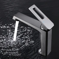 new arrival brass bathoom basin faucets hot cold sink mixer taps water crane vessel single handle deck mount greyblackchrome