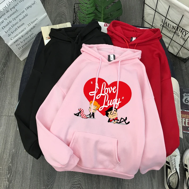 

Толстовка с капюшоном I Love Lucy, для мужчин и женщин, спортивный костюм в стиле Харадзюку, Повседневная модная уличная одежда большого размера