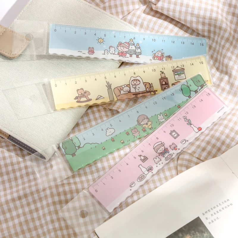 

Yoofun 160mm*32mm Cartoons Acrylic Ruler Wave Edge Cute Stationery DIY Drawing Straight Rulers for Office School Supplies