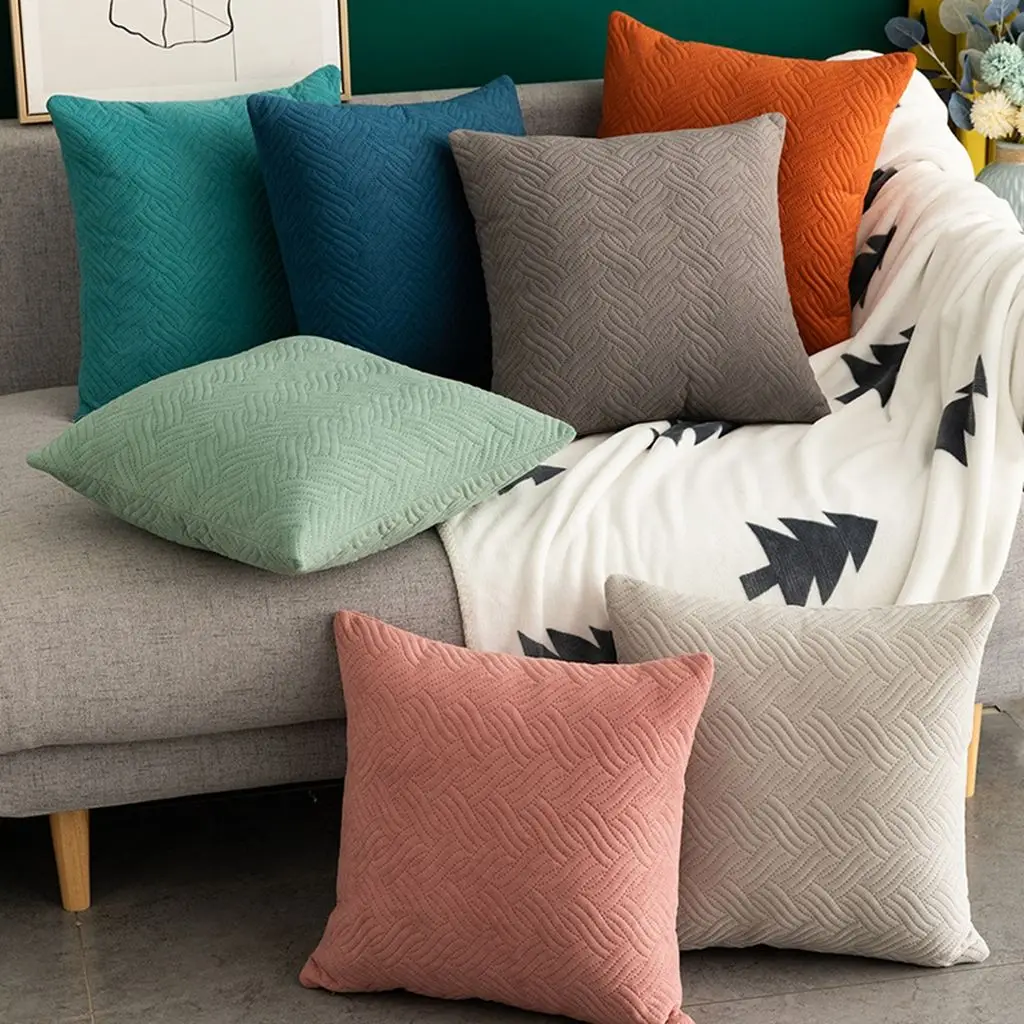 

1 Pc Solid Color Quilted Velvet Pillowcase Throw Pillow Case For Simplicity Sofa Car Home Decorative Pillow Cover Decoration