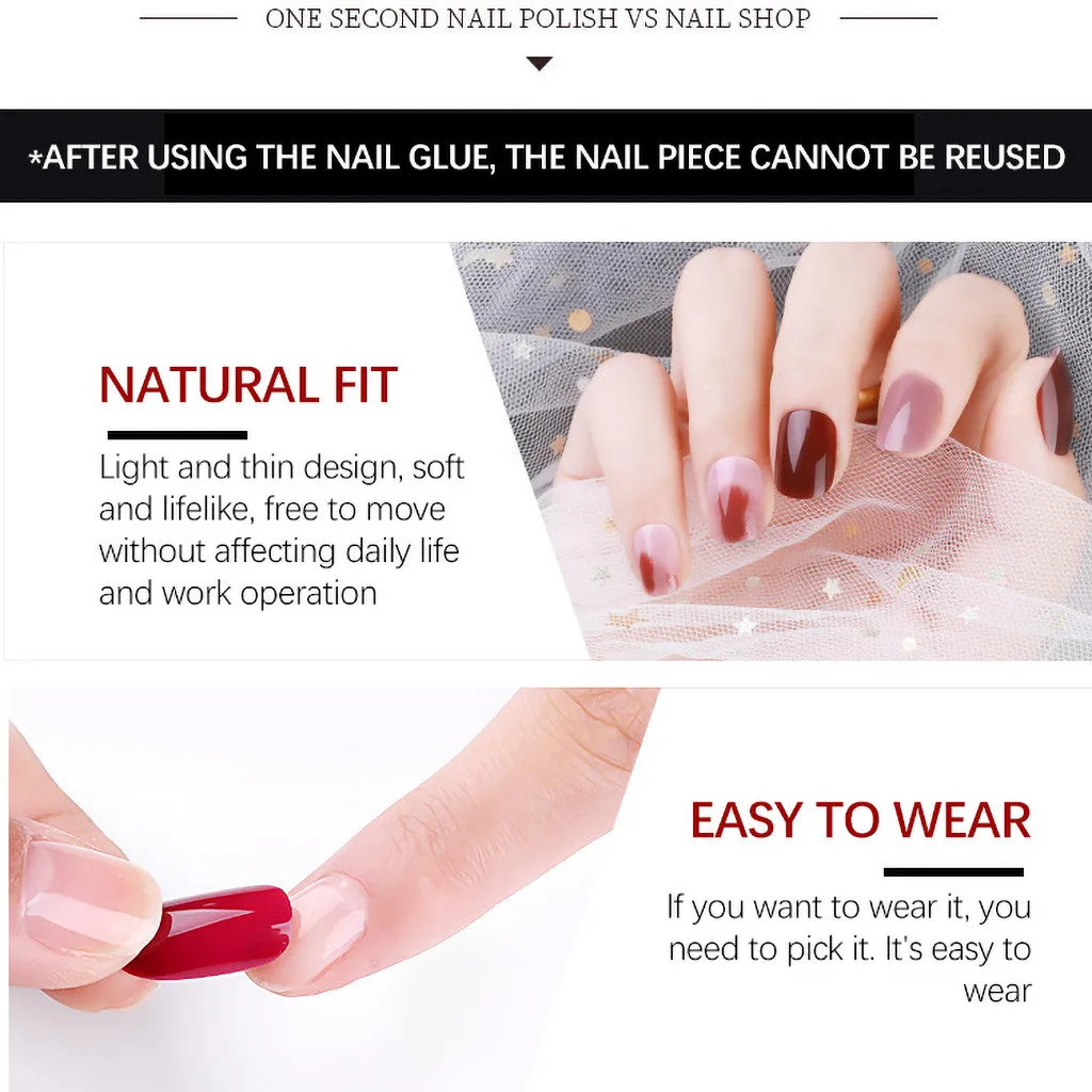 24 шт Искусственные ногти Пресс на большие расстояния балетки очень многоразовые