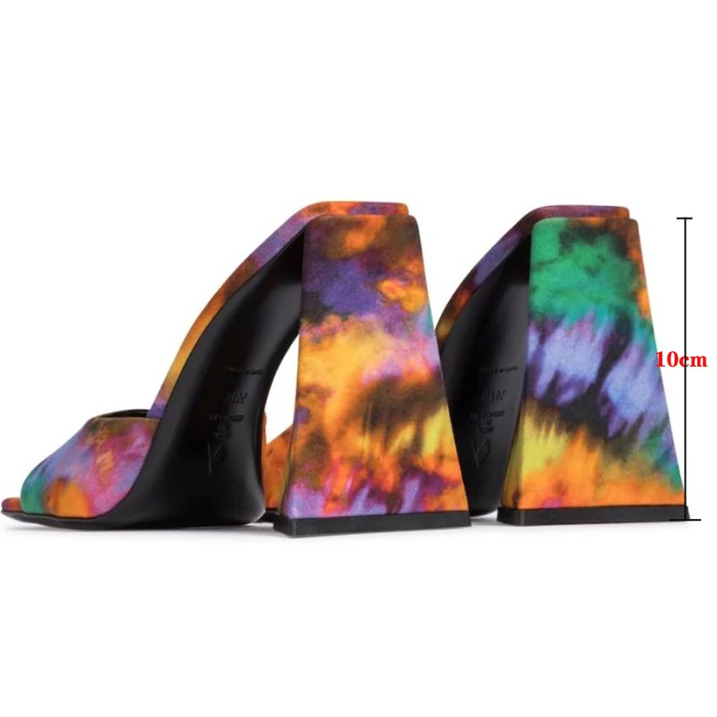 

Ladies slippers summer new home sandals square toe open-toe shoes chunky women high-heeled slippers open back party shoes mules