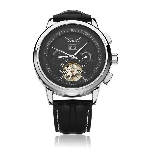 JARAGAR бренд автоматические механические Tourbillon маховик кожа часы Подарочная коробка Relogio relegs новинка