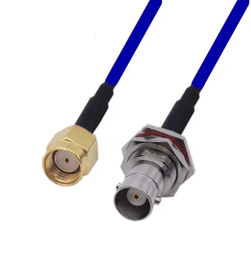 

Blue Soft RG142 Double Shielded RP-SMA Male to BNC Female Bulkhead Connector RF Coaxial WIFI Antenna Coax Low Loss Cable 50ohm