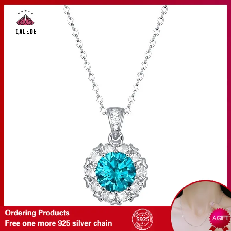 

QALEDE Women's Necklace S925 Silver Necklace Female New Style Mermaid Tears Temperament Mozanstone Necklace Gift