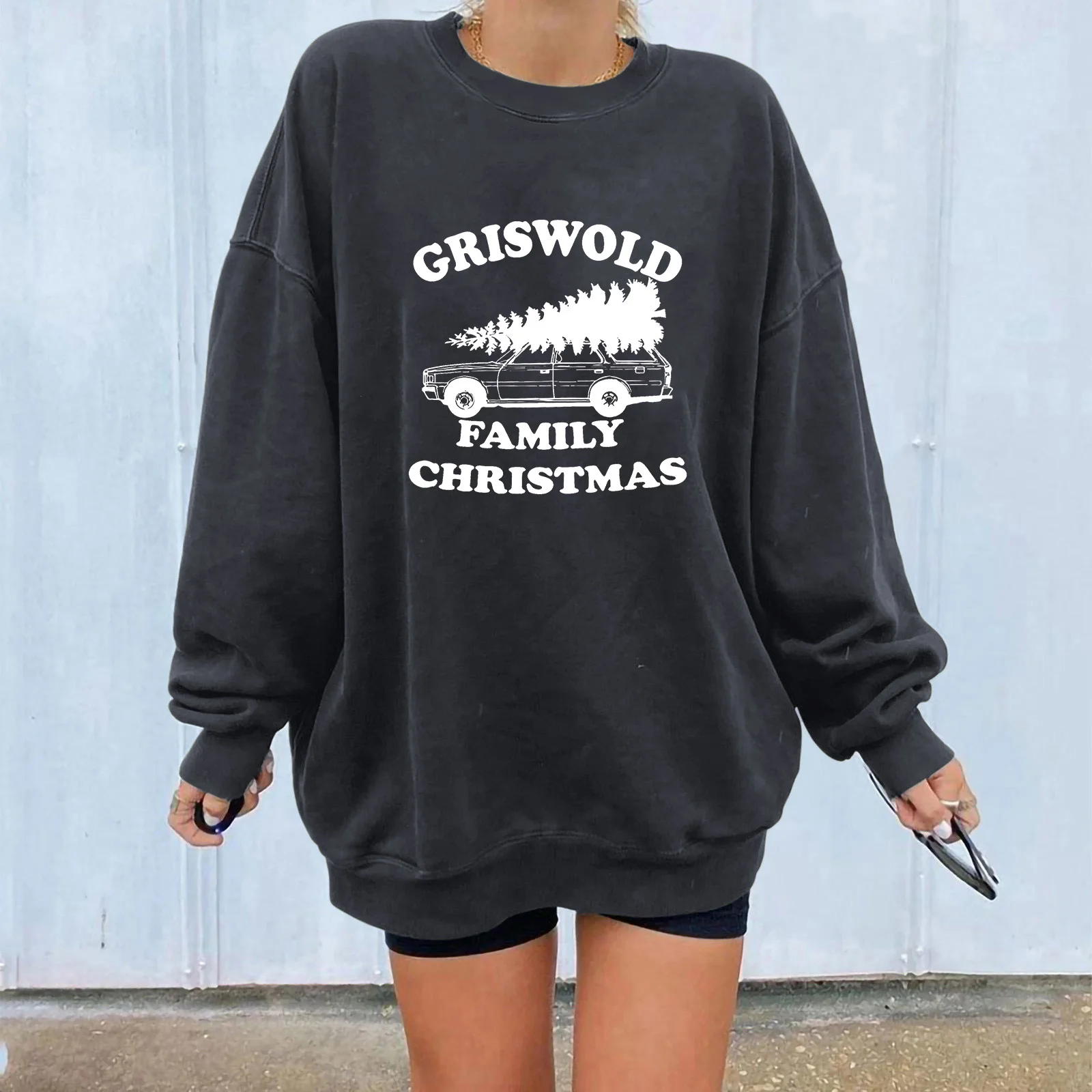 

Family Christmas Unisex Top Funny Xmas Holiday Top Sweatshirt Christmas Tree on the Bus Funny Christmas Costumes Long Sleeve