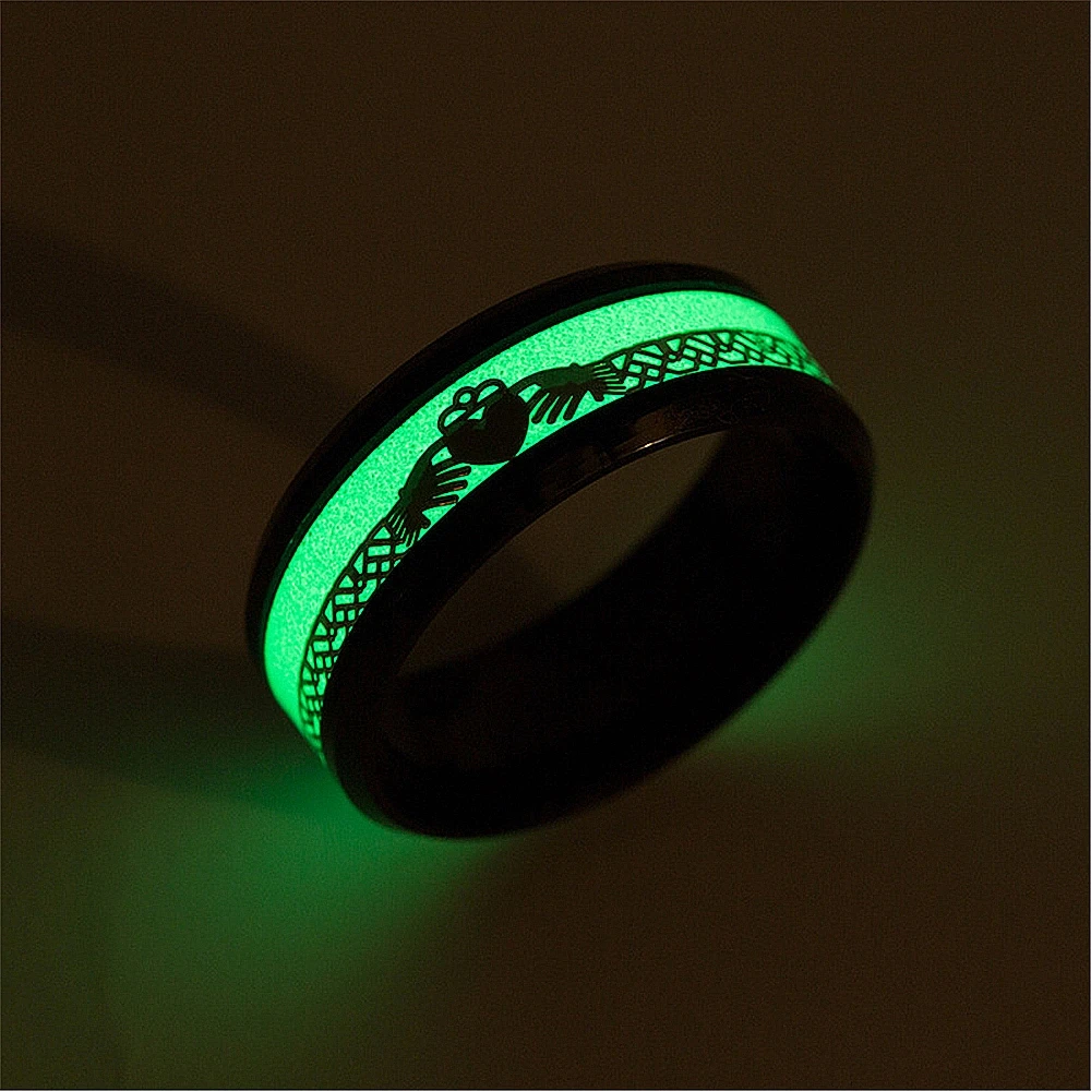 Классические светящиеся кольца claddagh для пар обе руки из нержавеющей стали