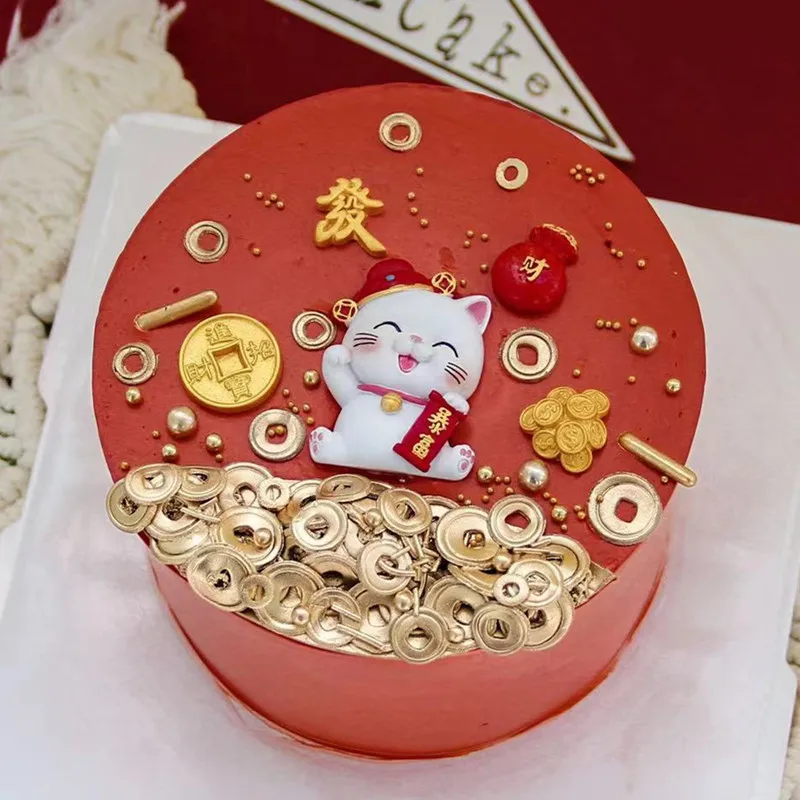 5 предметов новый год Весенний фестиваль яркий Кот Бог искусственных кукол