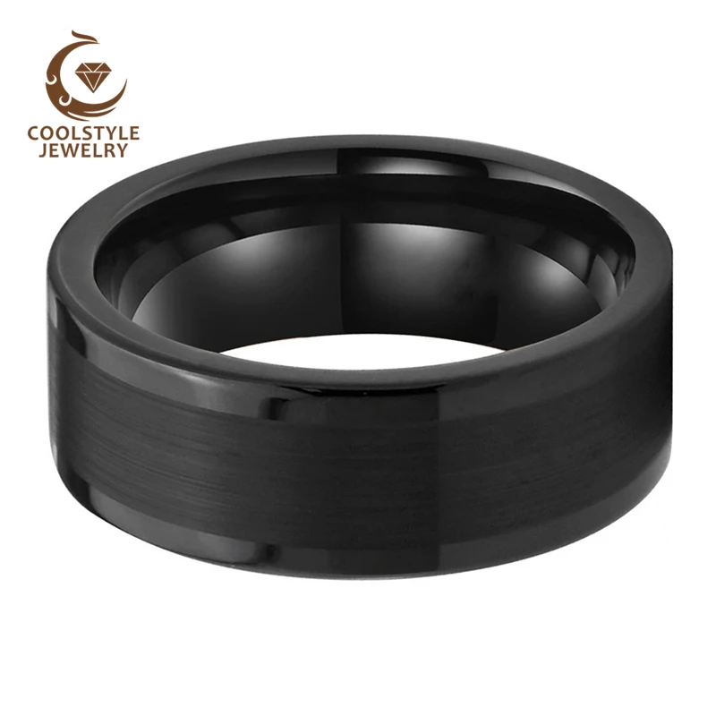 6 мм 8 Черный Мужской Перстень для женщин Вольфрам обручальное кольцо с