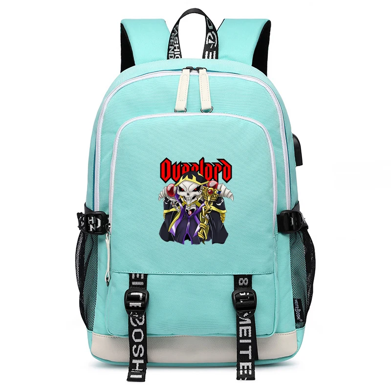 

Overlord Ainz Ooal Gown Anime School Bags Cartoon Bookbag Pink Women Backpack USB Charging Laptop Bagpack Albedo Rugzak