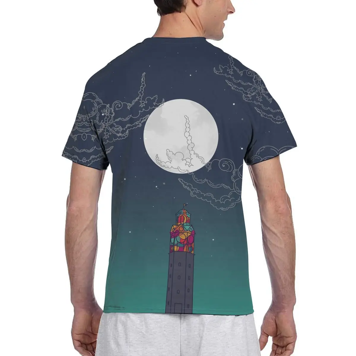 

2021 New Fashion Scenery Graphic Short Sleeve moon Full Print Tees Hip Hop Men Women Outdoor O Neck Tshirt Clothes Top