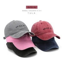 retro washed distressed embroidered letter baseball hat summer outdoor sun protection sunshade student couple peaked cap
