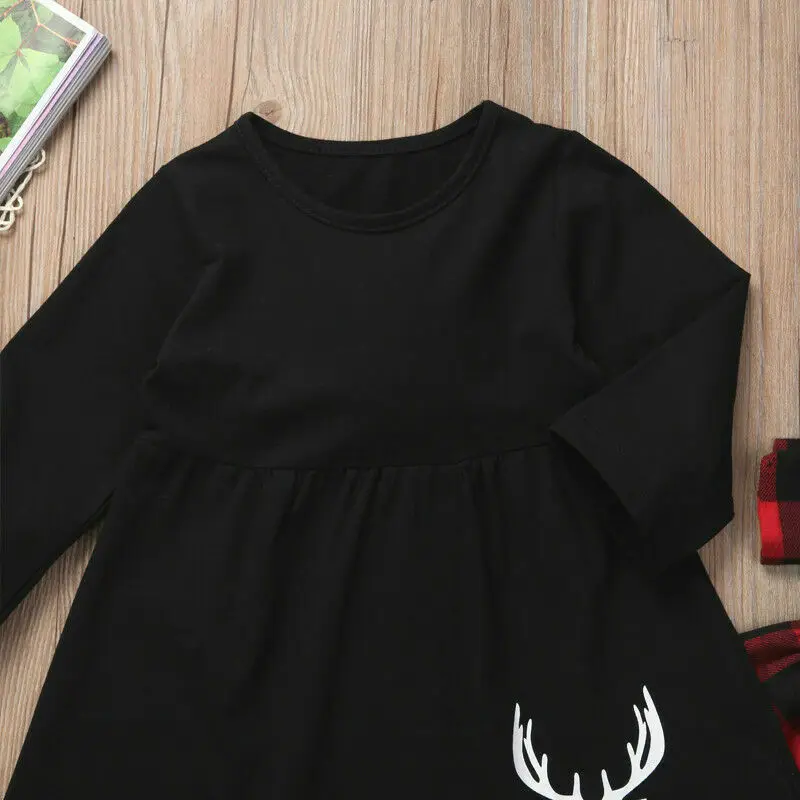 Рождественский комплект одежды для маленьких девочек мини платье пачка Топы +