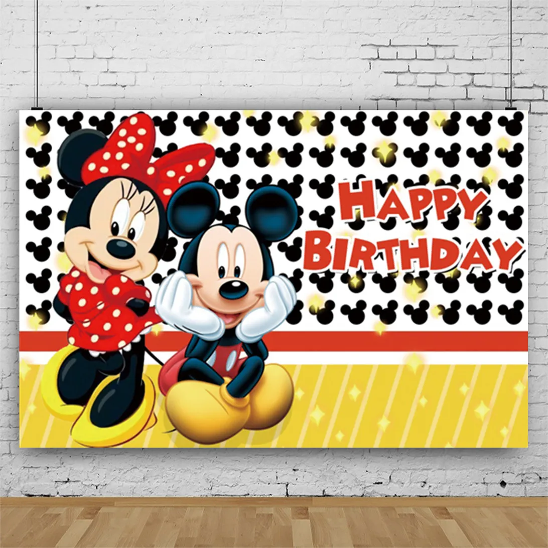 

Disney Vinyl Custom Mickey Mouse Party Backdrops Minnie Mouse Photography Background Baby Shower Kids Birthday Party Decoration